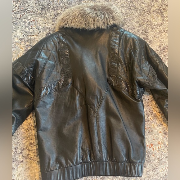 VINTAGE! J. Percy for Marvin Richards Fur Lined Leather Bomber Style Jacket - Picture 5 of 8